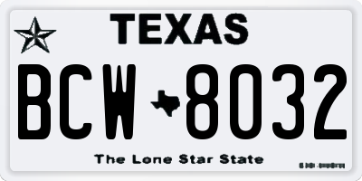 TX license plate BCW8032