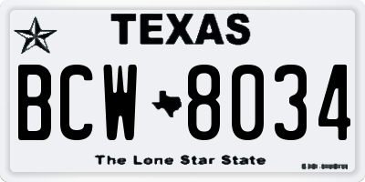 TX license plate BCW8034