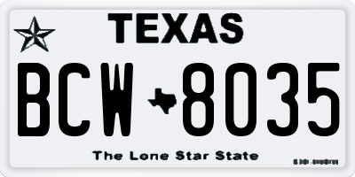TX license plate BCW8035