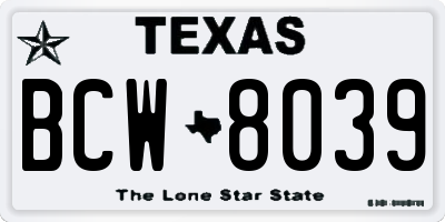 TX license plate BCW8039