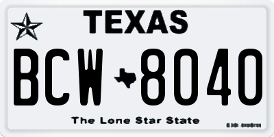 TX license plate BCW8040