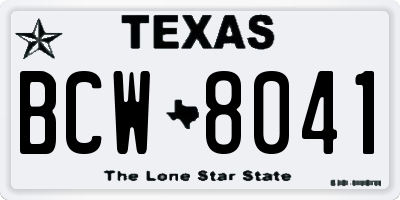 TX license plate BCW8041