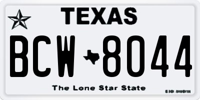 TX license plate BCW8044
