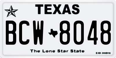 TX license plate BCW8048