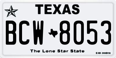 TX license plate BCW8053