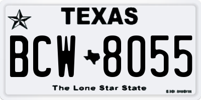 TX license plate BCW8055