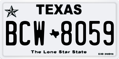 TX license plate BCW8059