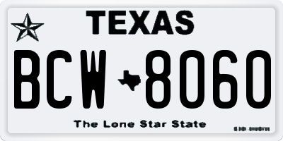 TX license plate BCW8060