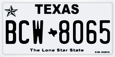 TX license plate BCW8065