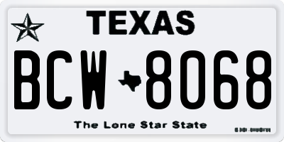 TX license plate BCW8068