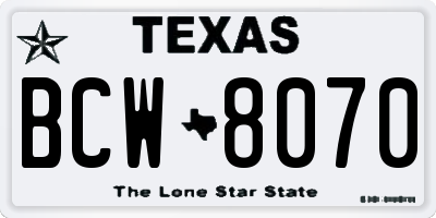 TX license plate BCW8070