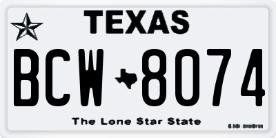 TX license plate BCW8074