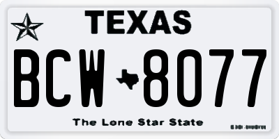 TX license plate BCW8077