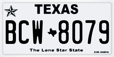 TX license plate BCW8079