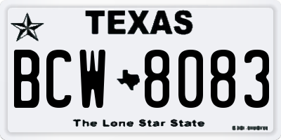 TX license plate BCW8083