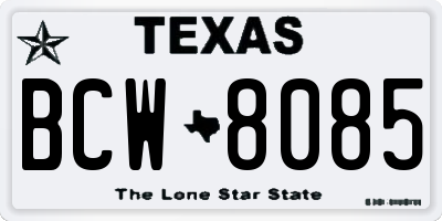 TX license plate BCW8085