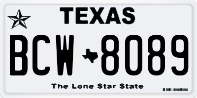 TX license plate BCW8089