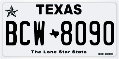 TX license plate BCW8090