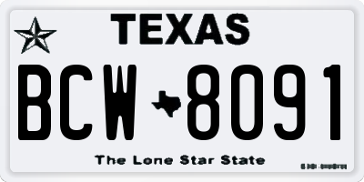 TX license plate BCW8091