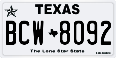 TX license plate BCW8092