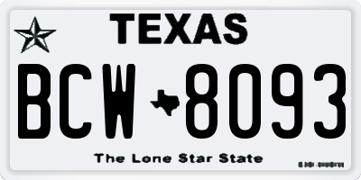 TX license plate BCW8093