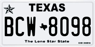 TX license plate BCW8098