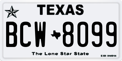 TX license plate BCW8099