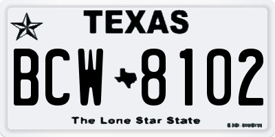 TX license plate BCW8102