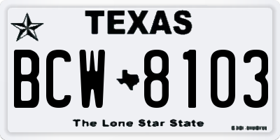TX license plate BCW8103