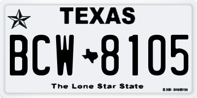 TX license plate BCW8105