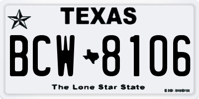 TX license plate BCW8106