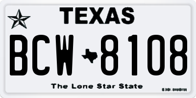 TX license plate BCW8108