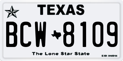 TX license plate BCW8109