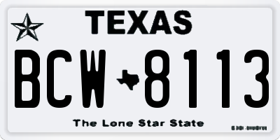 TX license plate BCW8113
