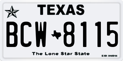 TX license plate BCW8115