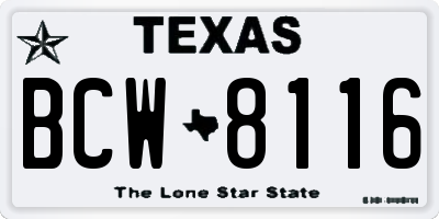 TX license plate BCW8116