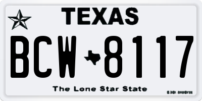 TX license plate BCW8117