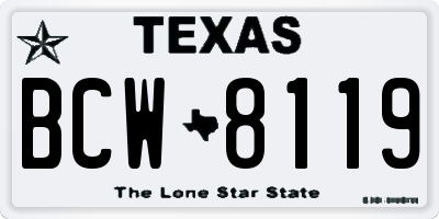 TX license plate BCW8119