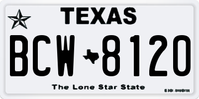TX license plate BCW8120