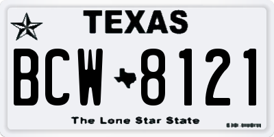 TX license plate BCW8121