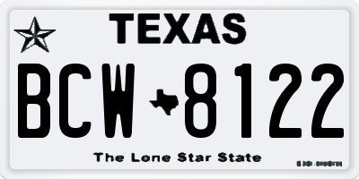 TX license plate BCW8122