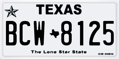 TX license plate BCW8125