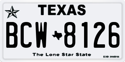 TX license plate BCW8126