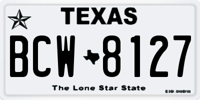 TX license plate BCW8127