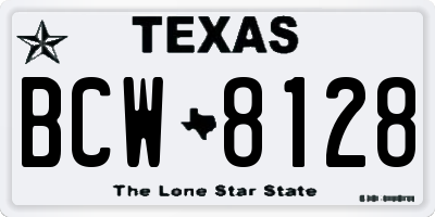 TX license plate BCW8128