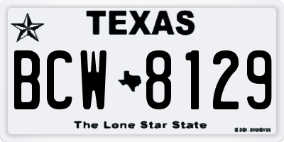 TX license plate BCW8129