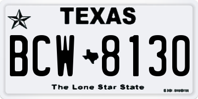 TX license plate BCW8130