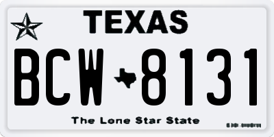TX license plate BCW8131