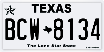 TX license plate BCW8134