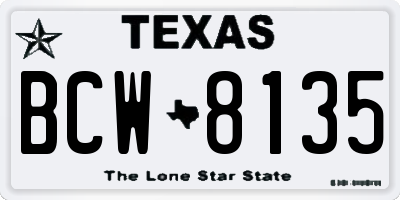 TX license plate BCW8135